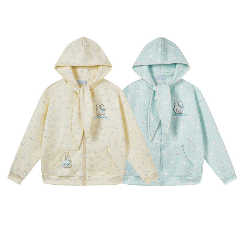 Full printed bunny hooded zipper jacket — image 4