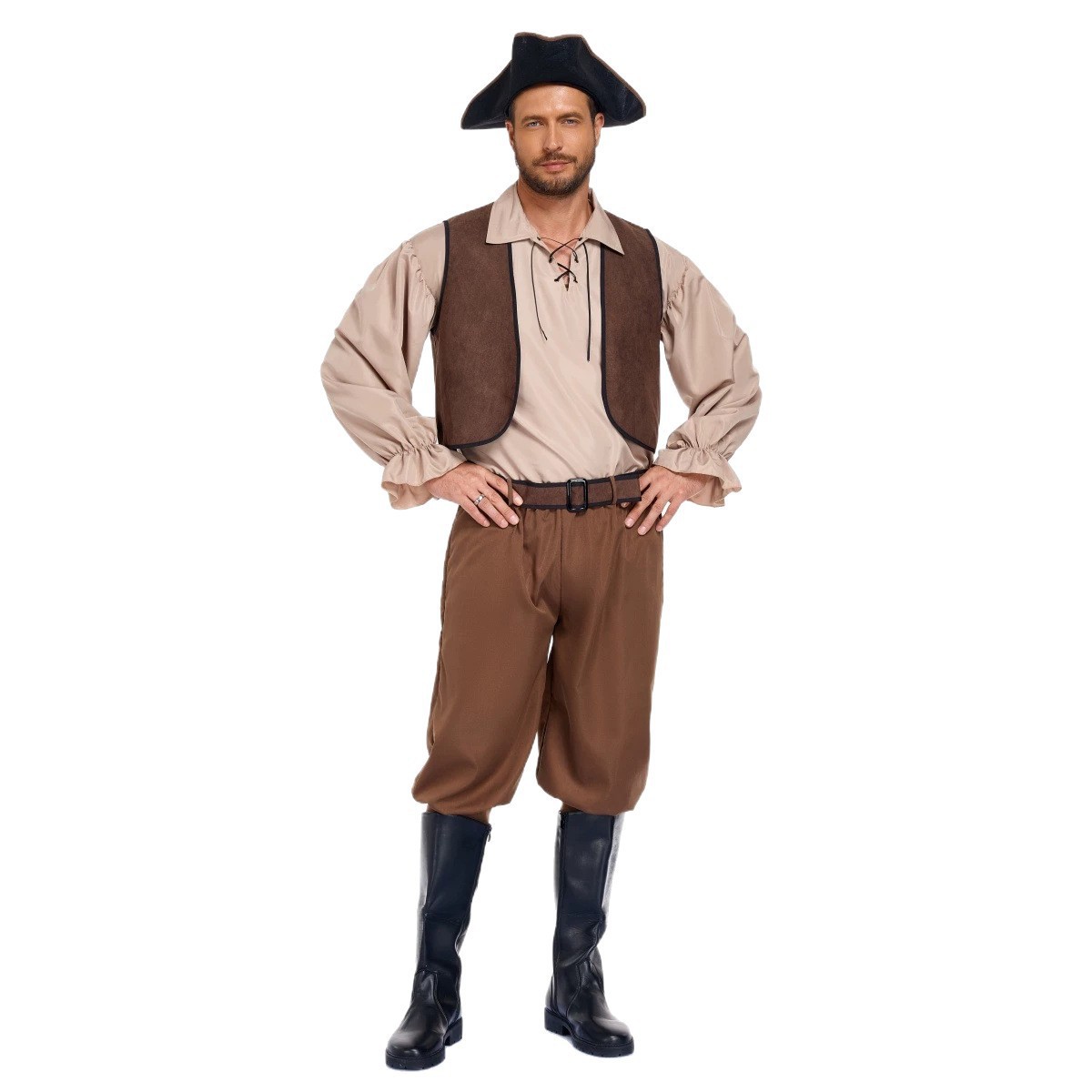 Halloween Vintage Caribbean Pirate Jack Sparrow Cosplay Costume Couple Stage Performance Outfit Set — image 6