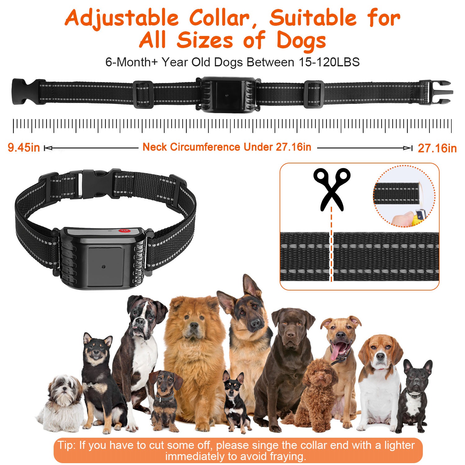 1 Juego de Cerca Inalámbrica para Perros con Alcance de 990FT, Collar de Entrenamiento con Control Remoto, Receptor Impermeable IPX6 con Niveles 0-9 de Sonido, Vibración y Descarga, Sistema Transmisor Recargable de 4 Canales — imagen 7