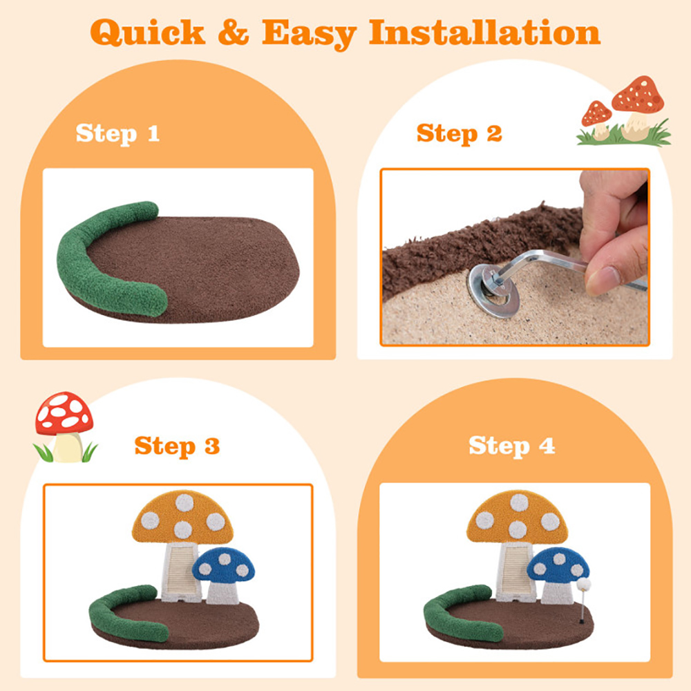 Mushroom Cat Bed Cat Claw Scratcher With Wide Bed And Sisal Scratch Panel — image 4