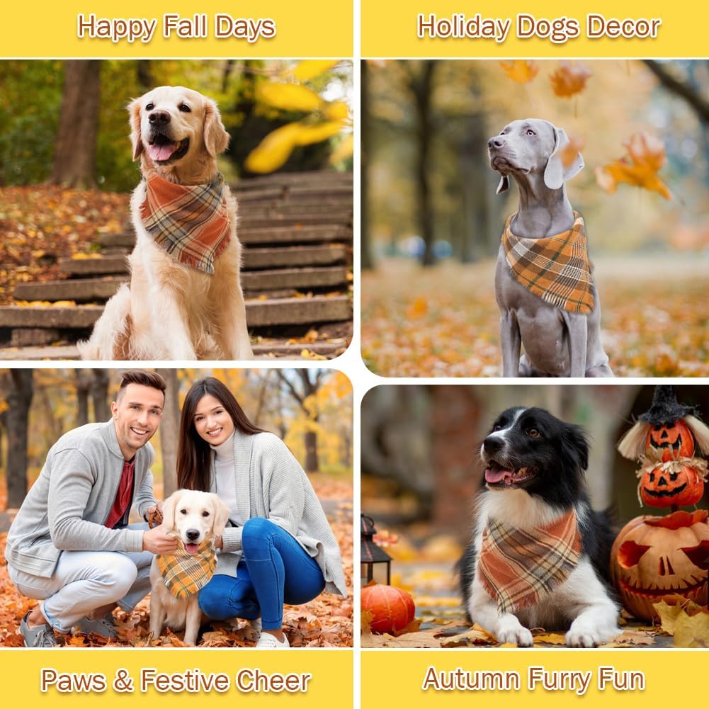 Vivifying Fall Dog Bandana With Tassels Edges Classic Plaid Triangle Dog Apparel Accessories Unny Dog Scarf Costume For Thanksgiving Photo Prop And Party Decor — image 10