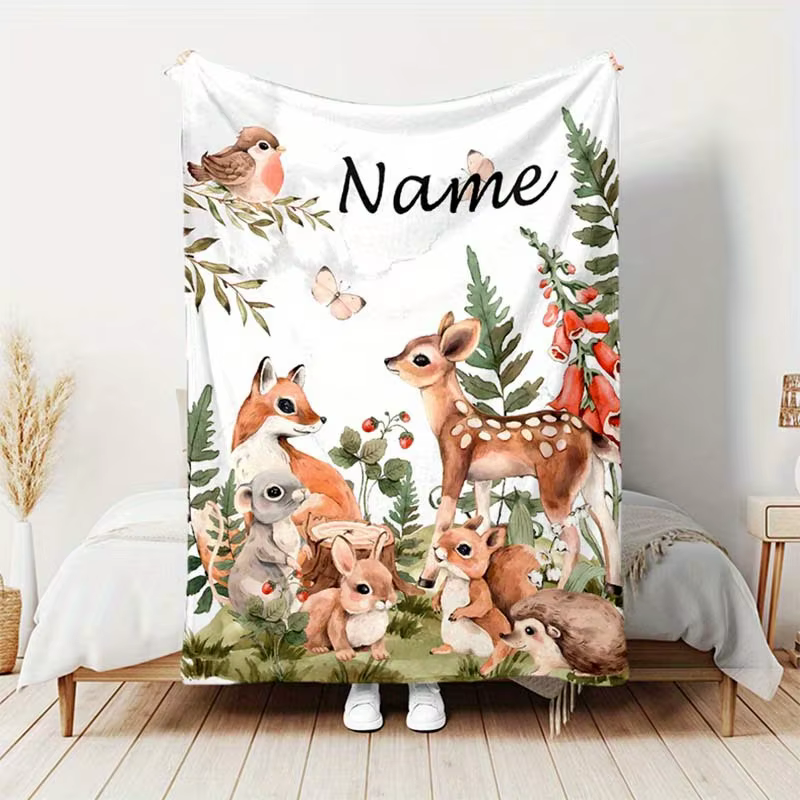 Manta personalizada con nombre de animal o zoológico, suave y cálida manta de lana para dormir, ideal para camping y viajes — imagen 4