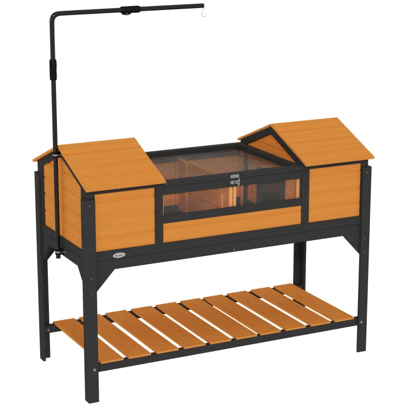 Tortoise Enclosure Tortoise House With Adjustable Lamp Holder Storage Shelf, Dual Main Houses, Openable Lid, Yellow — imagen 2