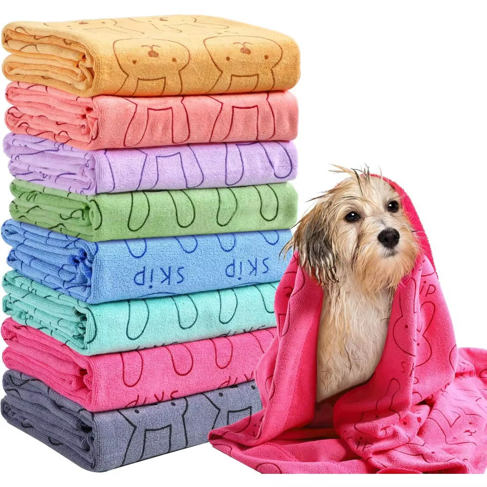 2Pcs Dog Drying Towels Bulk Pet Grooming Absorbent Microfiber Dog Bath Towels Quick Drying Puppy Bathing Towel — image 1