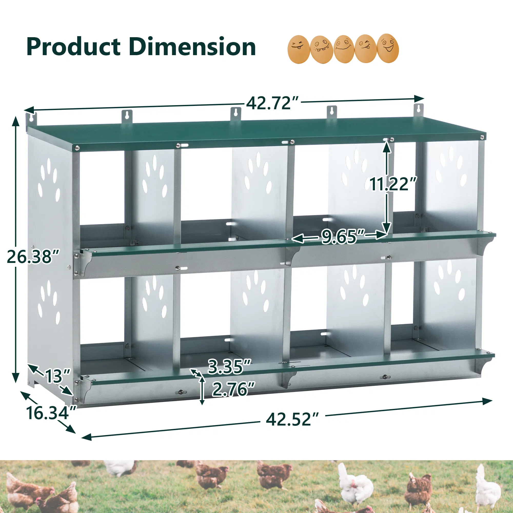 8 Room Metal Chicken Nesting Boxes 8 Compartment Egg Coop — image 6