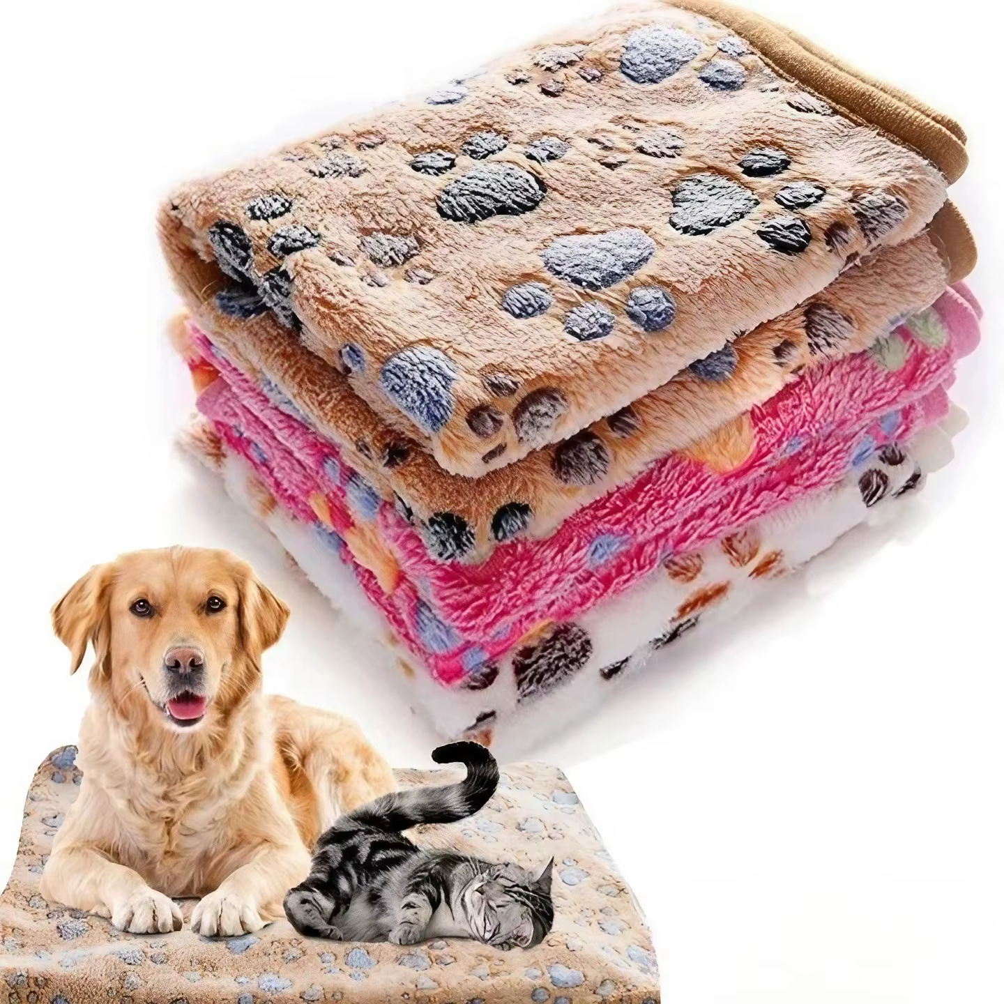 Soft Fluffy Pet Blanket Cute Cartoon Pattern Pet Mat Warm and Comfortable Blanket for Cat Dogs — image 1