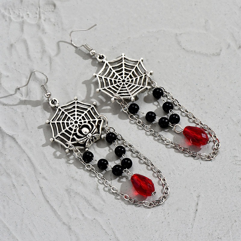 Pendientes de telaraña de araña con cadena hueca geométrica, estilo retro gótico, para mujeres, múltiples capas — imagen 4