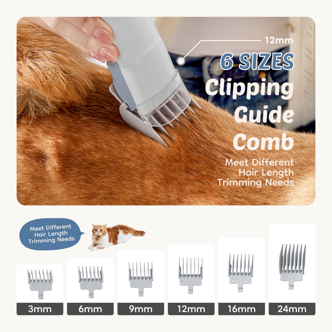 Tijeras de Peinado Profesionales para Perros con 2,5L, 3 Modos de Succión, Tijeras Cordless, 5 Herramientas para Peluqueros, Trimmer Silencioso para Pelo de Mascotas — imagen 6