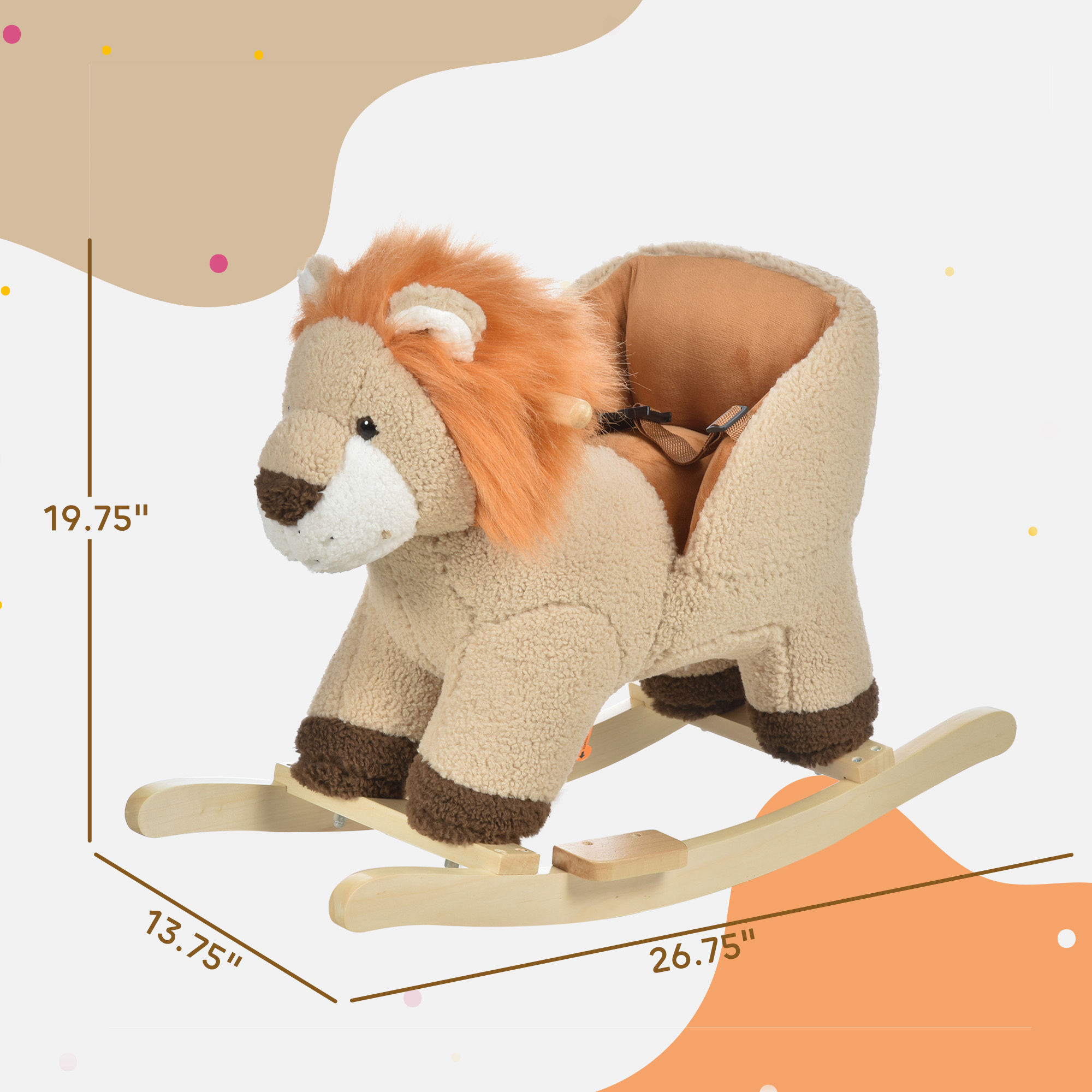 Caballo de Roca para Bebés con Sonido de León, Animales de Peluche que Se Mueven, Caballo de Roca Ecológico con Cinturón de Seguridad para Niños y Niñas de 18 a 36 Meses Regalo Marrón — imagen 8
