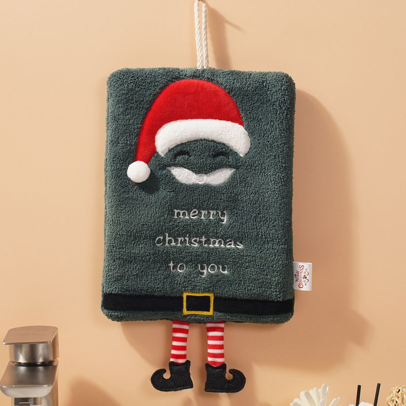 New Christmas hand towel can be hung with thick coral fleece towel, kitchen absorbent quick drying cloth, cartoon hand towel — image 5