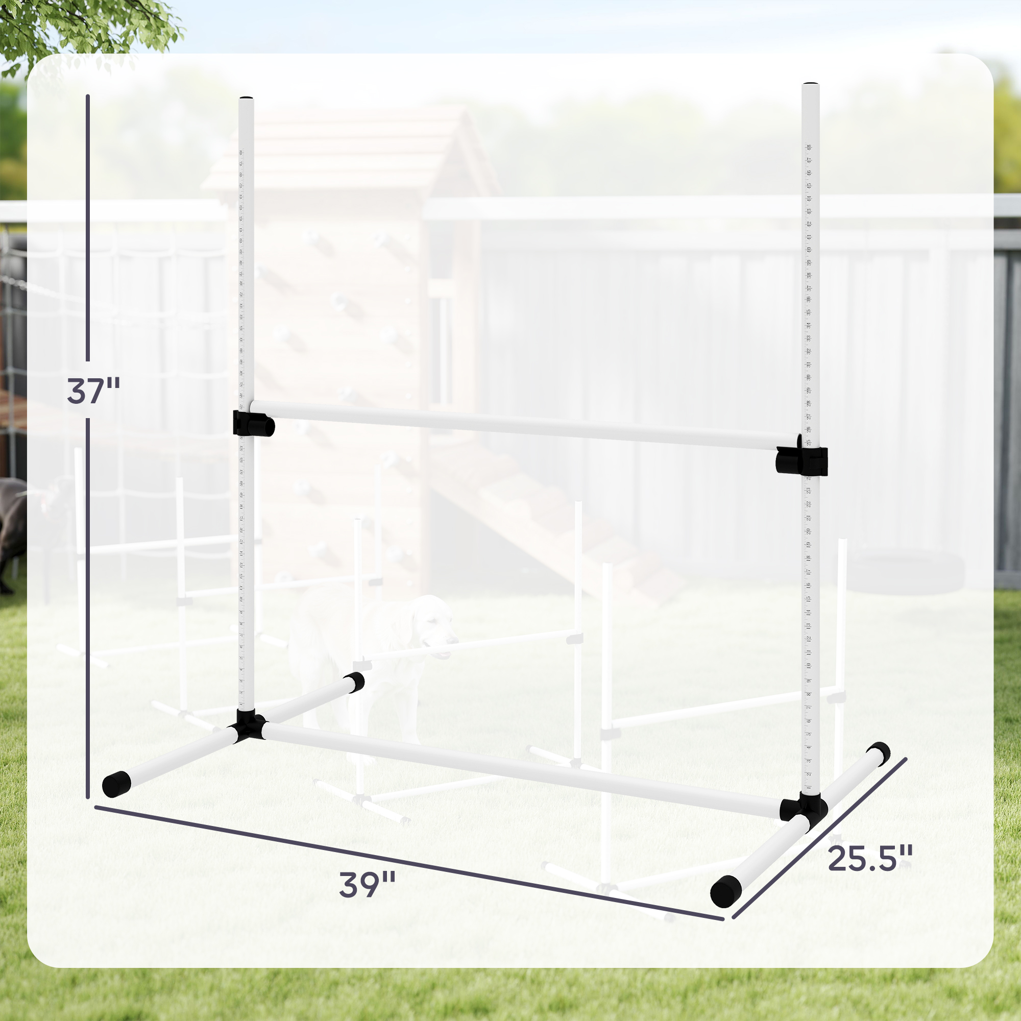 Equipo de Entrenamiento de Agilidad para Perros de 4 Piezas para Curso de Agilidad Canina, con Barras de Salto de Altura Ajustable, Bolsa de Transporte Incluida y Barra Superior Desmontable, Blanco — imagen 5