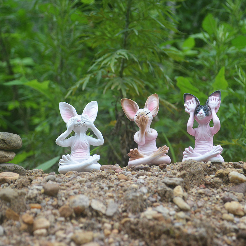 New Resin Crafts Fashion Trend Don't Look, Don't Listen, Don't Talk, Meditate, Kitten, Creative Home Decoration — image 1