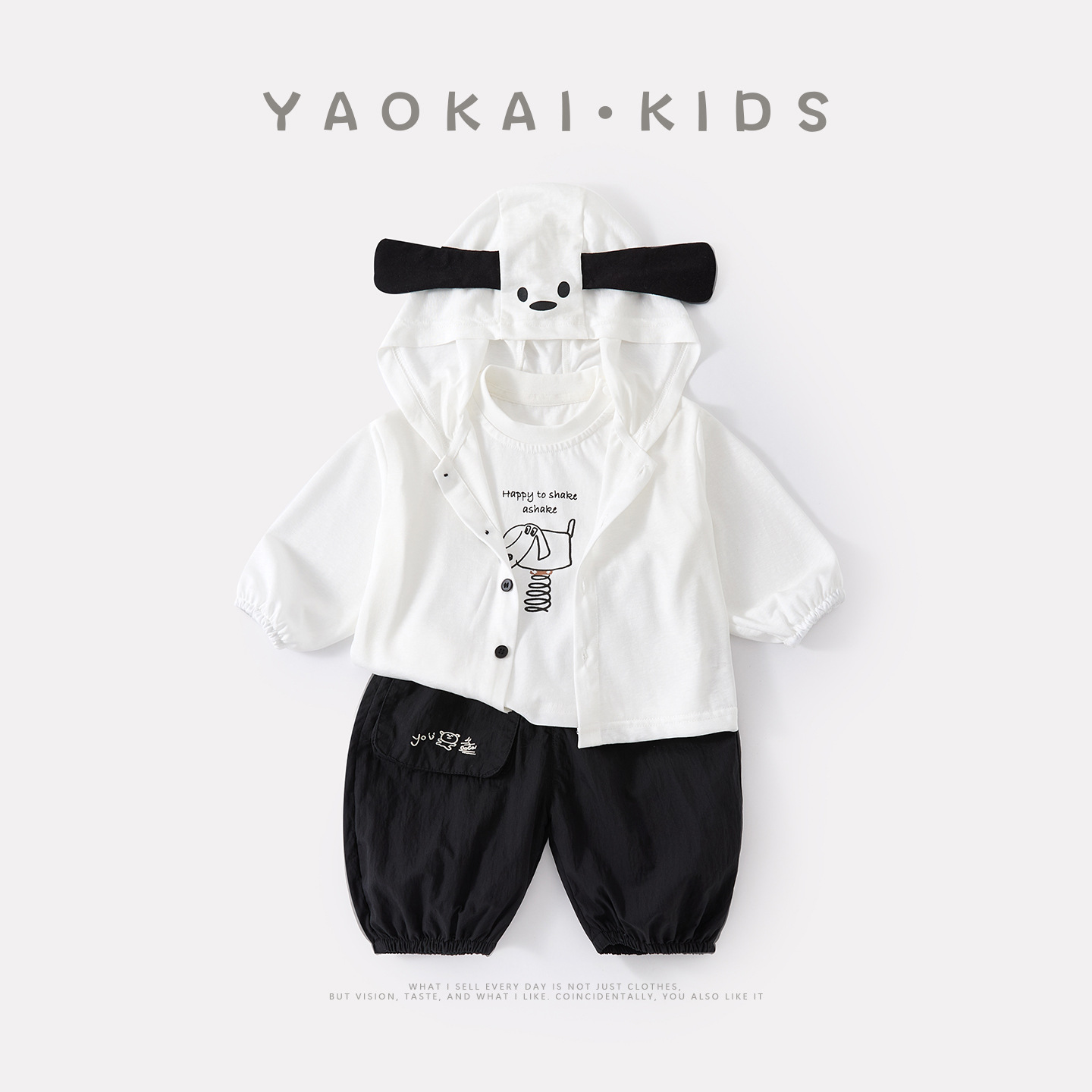 Cute Dog Themed Outfit Set for Babies Simple Cartoon Vest and Pants 3-Piece Set — image 3