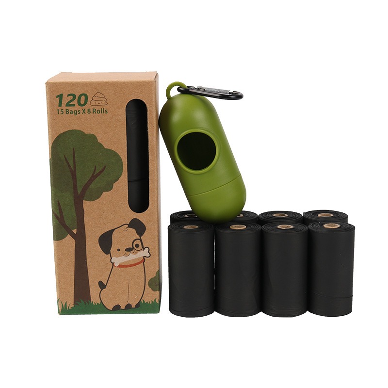 Bolsa de basura para mascotas biodegradable sin impresión negro hecha de maíz - Recogida de excrementos para perros y otros animales — imagen 2