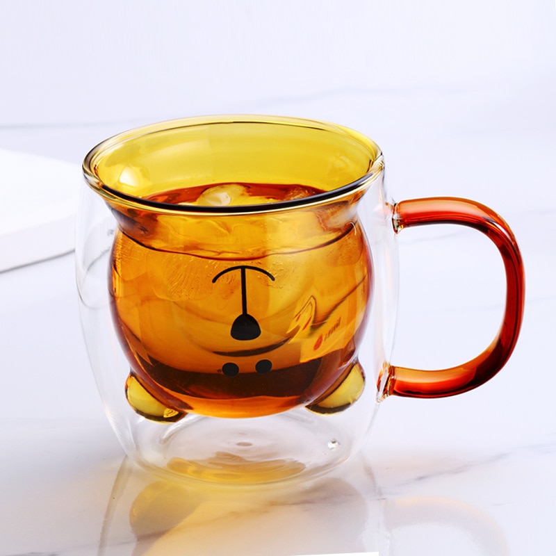 Creative Cute Bear Coffee Mugs Double Glass Cup Animal Double-layer Milk Juice Tea Mug Cup Lady Valentine's Day Christmas Gift — image 7