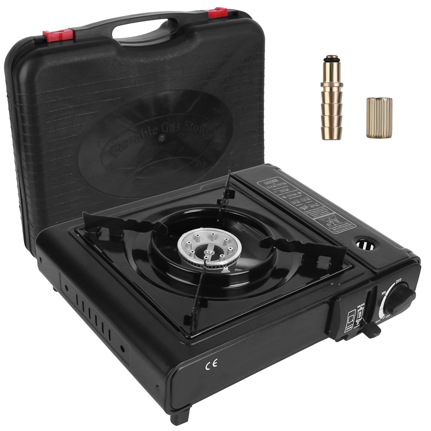 Estufa Portátil de Camping 3300W, Quemador Dual para Cartucho de Butano, Encendido Piezoeléctrico, Un Quemador con Expulsión Automática del Tanque y Corte por Sobrepresión, Estuche de Transporte para Camping, Senderismo, Picnic y Pesca — imagen 2