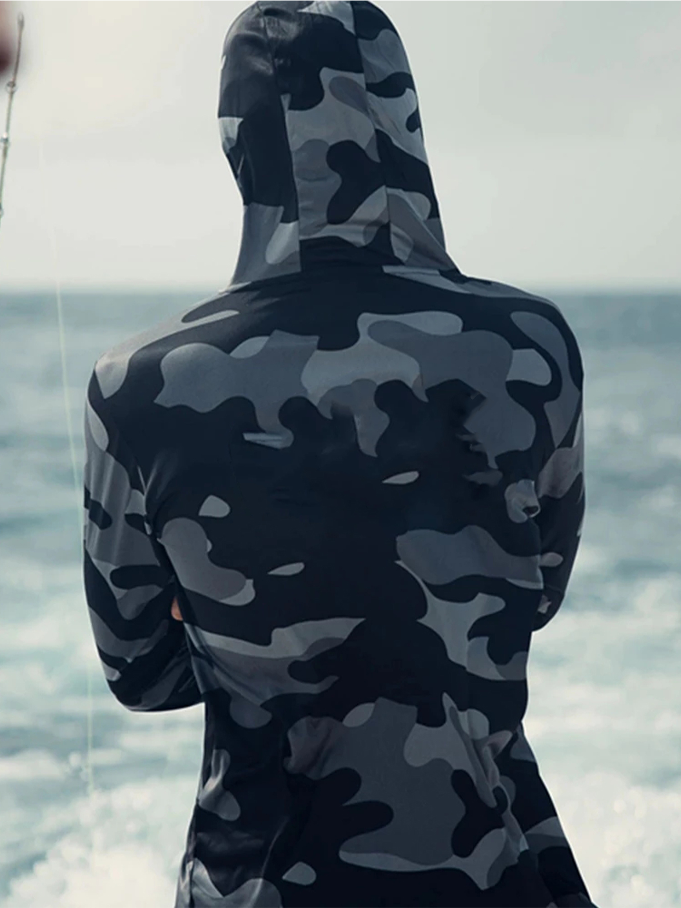 Fishing Hoodie Face Mask Neck Cover Sailing Shirt Summer Men Long Sleeve Sun Protection Hunting Jersey Camisa De Pesca Performance Fish Gear Beach Tops Wear Climbing Uniform — image 9