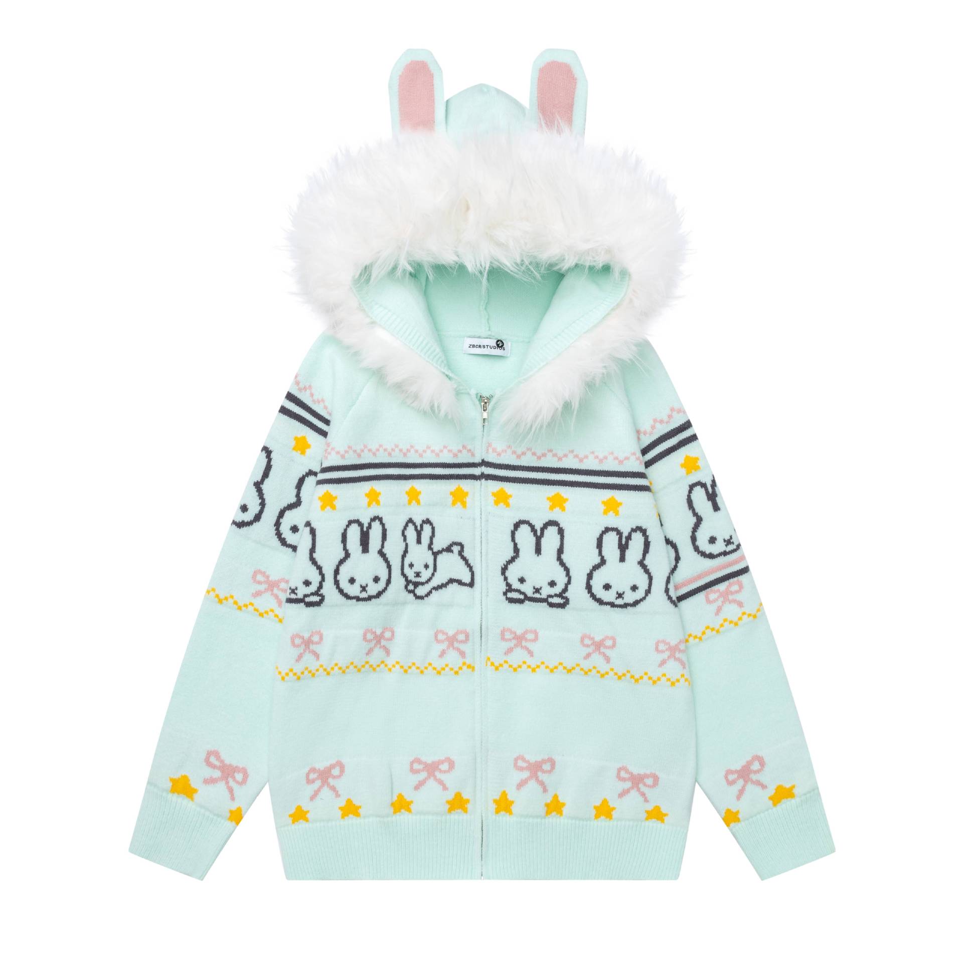 Jacquard rabbit plush sweater — image 4