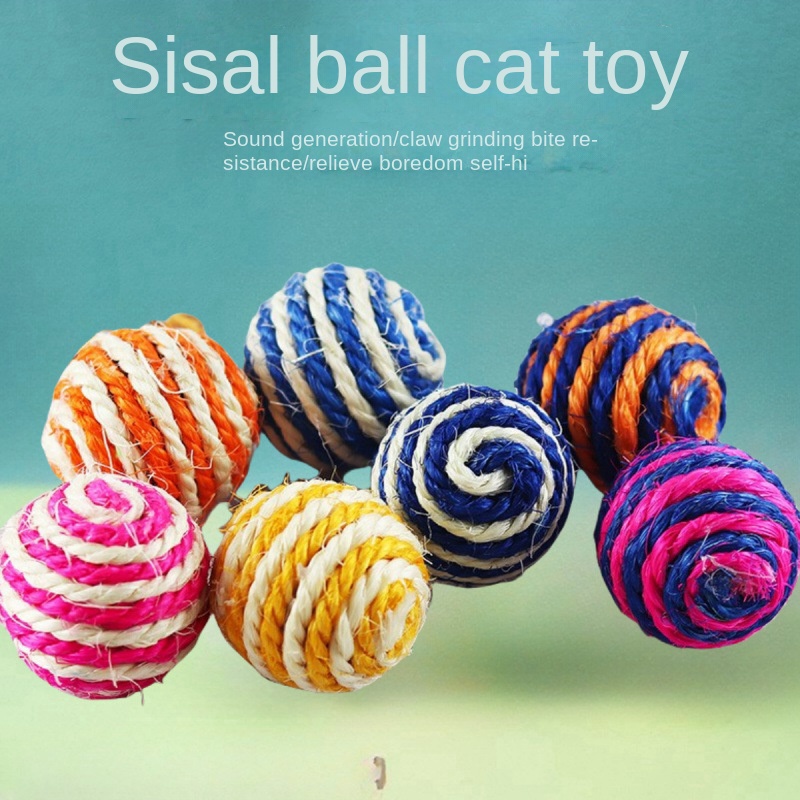 Feathered Sisal Ball Cat Toy for Self-Entertainment and Boredom Relief, Durable Cat Toy for Scratching and Biting — image 1