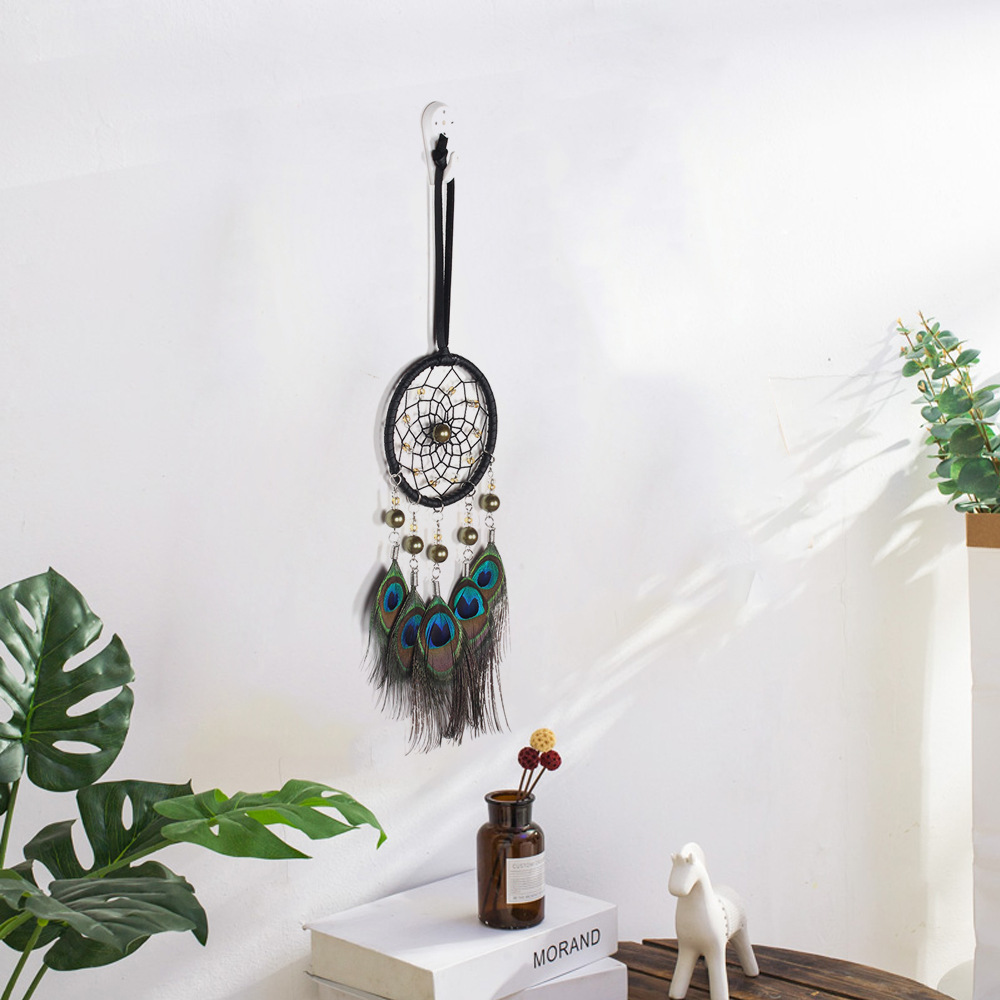 Peacock Feather Dream Catcher Charm Indian Creative Bird Spirit Retro Home Ornament Decoration — image 2