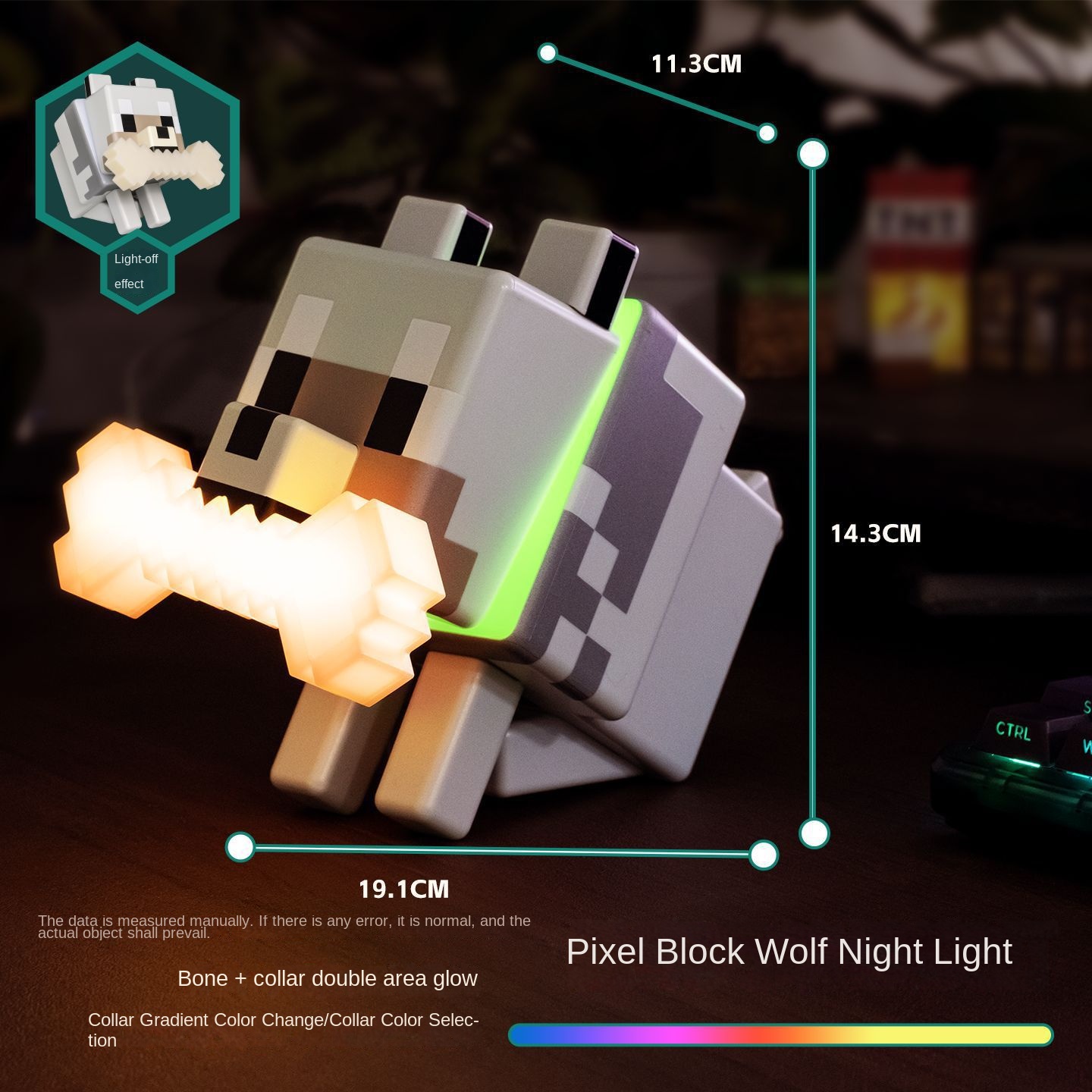Minecraft Wolf Dog Touch Lamp, Ambient Night Light Game Merchandise Ornament, Christmas Gift Decor — image 1