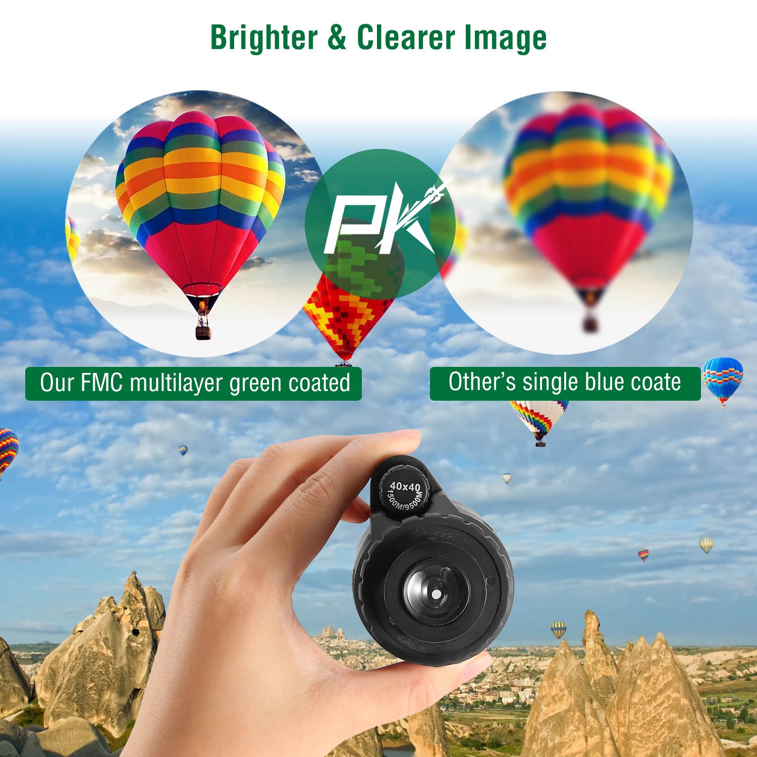 40 Plus 40 HD Optical Monocular Telescope With FMC Lens For Outdoor Low Light Vision Scope Phone Holder Tripod Compass For Bird Watching Hunting Camping Hiking Sport Event — image 14