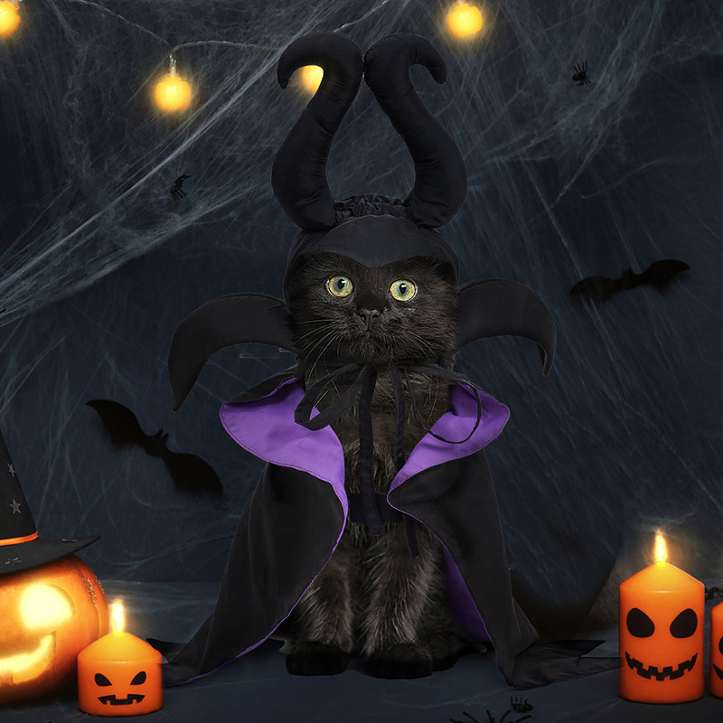 Halloween Dog Cloak with Hat Sleeping Curse Female Cloak Cat Hat Pet Clothing — image 3