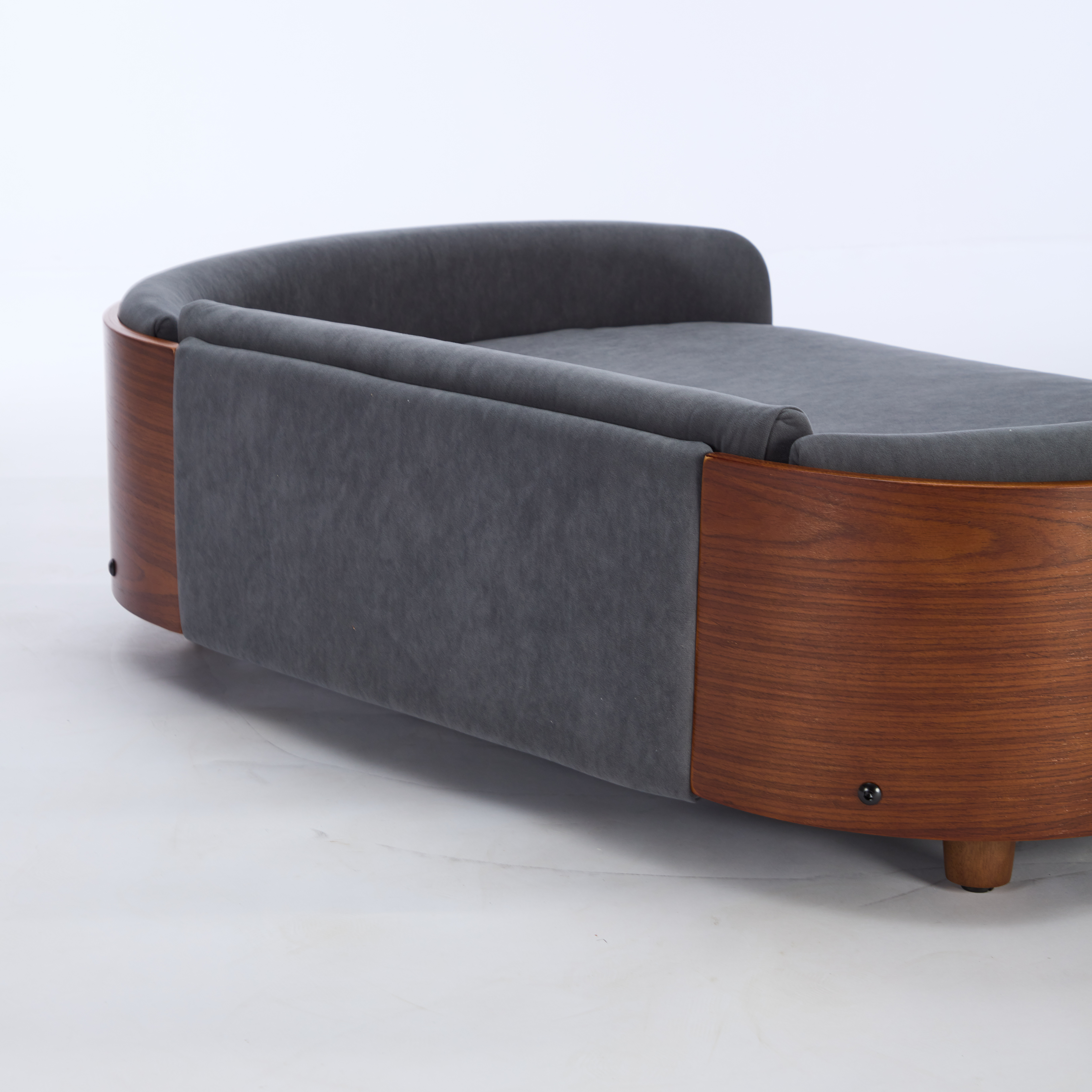Scandinavian style Elevated Dog Bed Pet Sofa With Solid Wood legs and Walnut Bent Wood Back, Velvet, Large Size — image 15