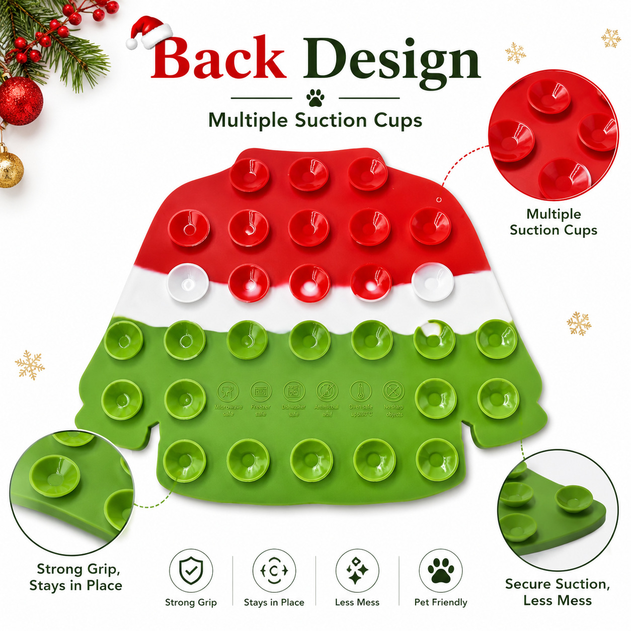 Christmas Pet Licking Mat with Silicone, Multi-Suction Cups, Non-Slip, Slow Feeding, Calming Interactive Licking Pad — image 5