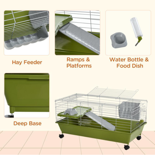 Small Animal Cage, Rolling Bunny Cage, Guinea Pig Cage — image 4