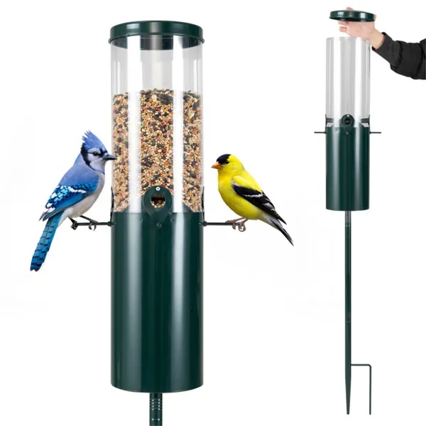 Comedor de Pájaros Erguido Resistente a Ardillas, 4 Puertos de Alimentación con Perchas Construcción Metálica y PC de Alta Calidad — imagen 1