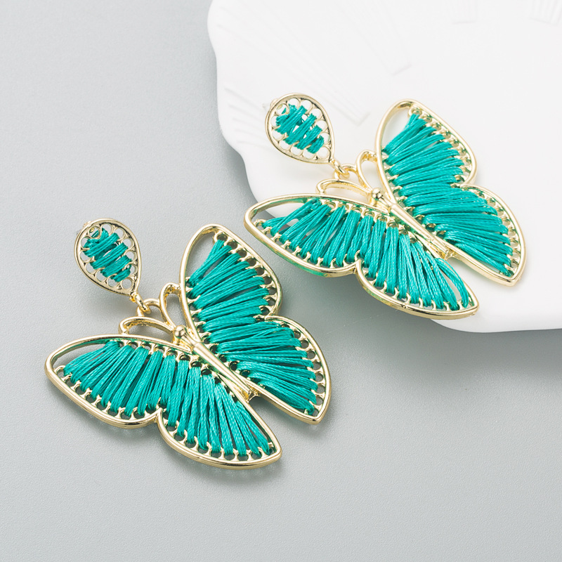 Fashion Alloy Hand-Woven Butterfly Earrings Creative Exaggerated Trend Hollow Earrings — image 3