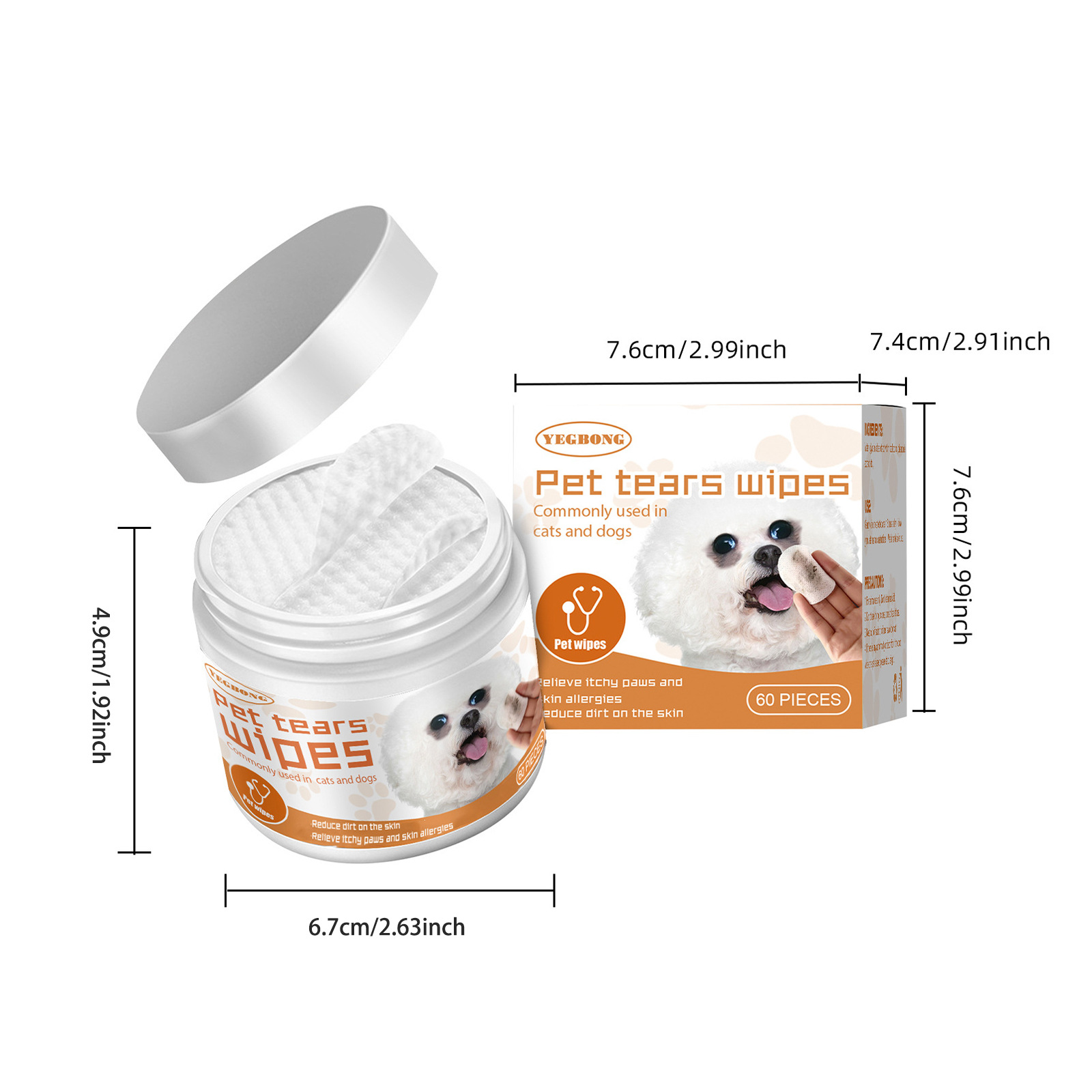 Limpizas para Manchas de Lágrimas de Mascotas para Perros y Gatos, Extracto Natural de Aloe y Camomila, Limpiador Suave para Ojos Hiposensibles 60 Unidades — imagen 2