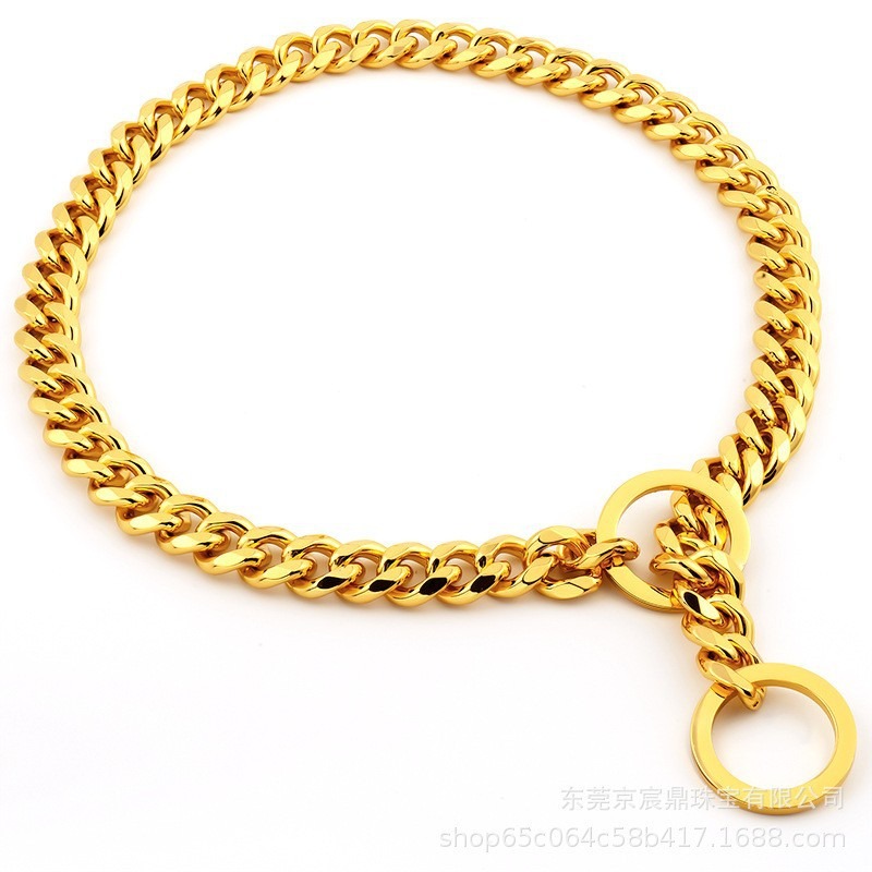 Gold Stainless Steel Dog Necklace P-Chain Titanium Steel Collar — image 8