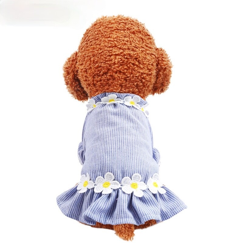 Pet Dog Clothes Cat Spring and Summer New Teddy Bichon Striped Frangipani Cardigan Leisure and Comfortable Flower Dog Clothes — image 6