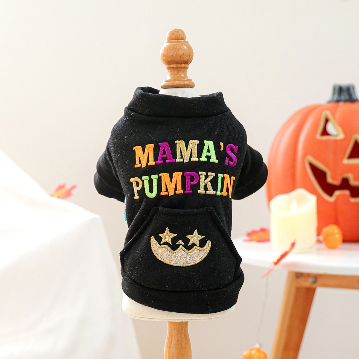Pet Clothing for Small Dogs and Cats, Halloween Mom's Pumpkin Embroidered Hoodie, Autumn and Winter — image 7