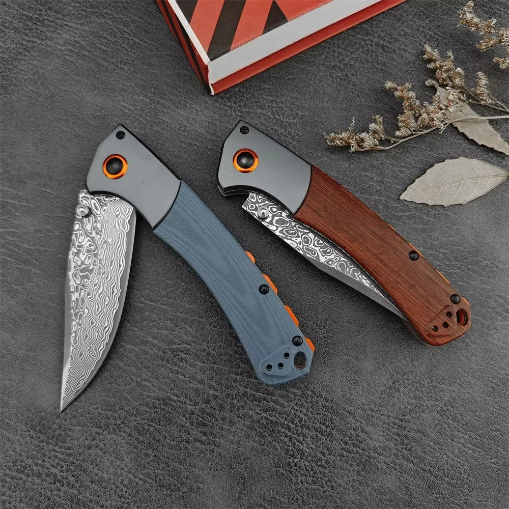 BM 15080 Folding EDC Knives Damascus/S30V Blade Wood/G10 Handles Hunting EDC Outdoor Camping Survival Tactical Pocket Multitools — image 4