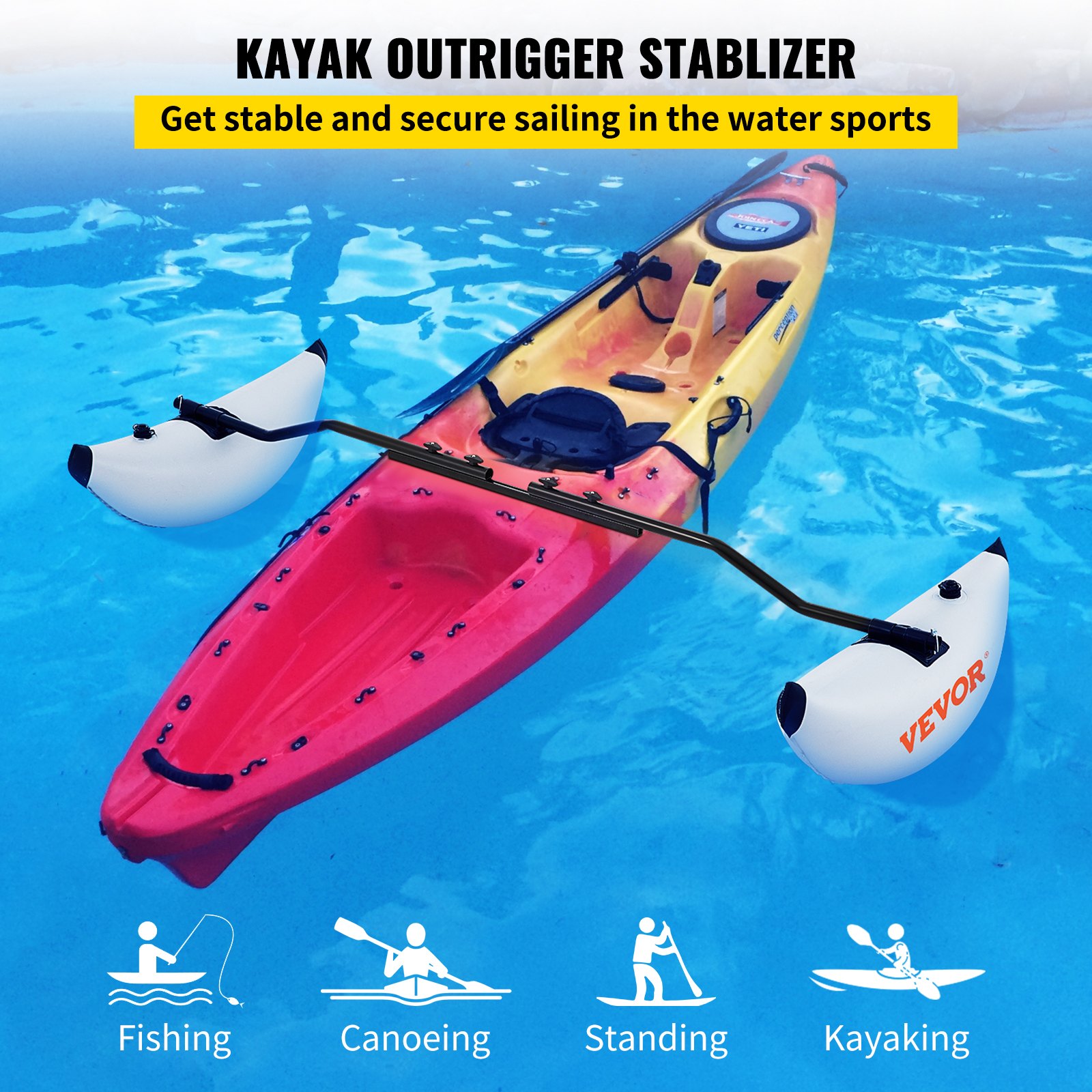 Estabilizadores de Kayak con Brazos Lados, 2 UNIDADES, Flotadores Inflables de PVC para Estabilidad en Kayaks y Canoas — imagen 4