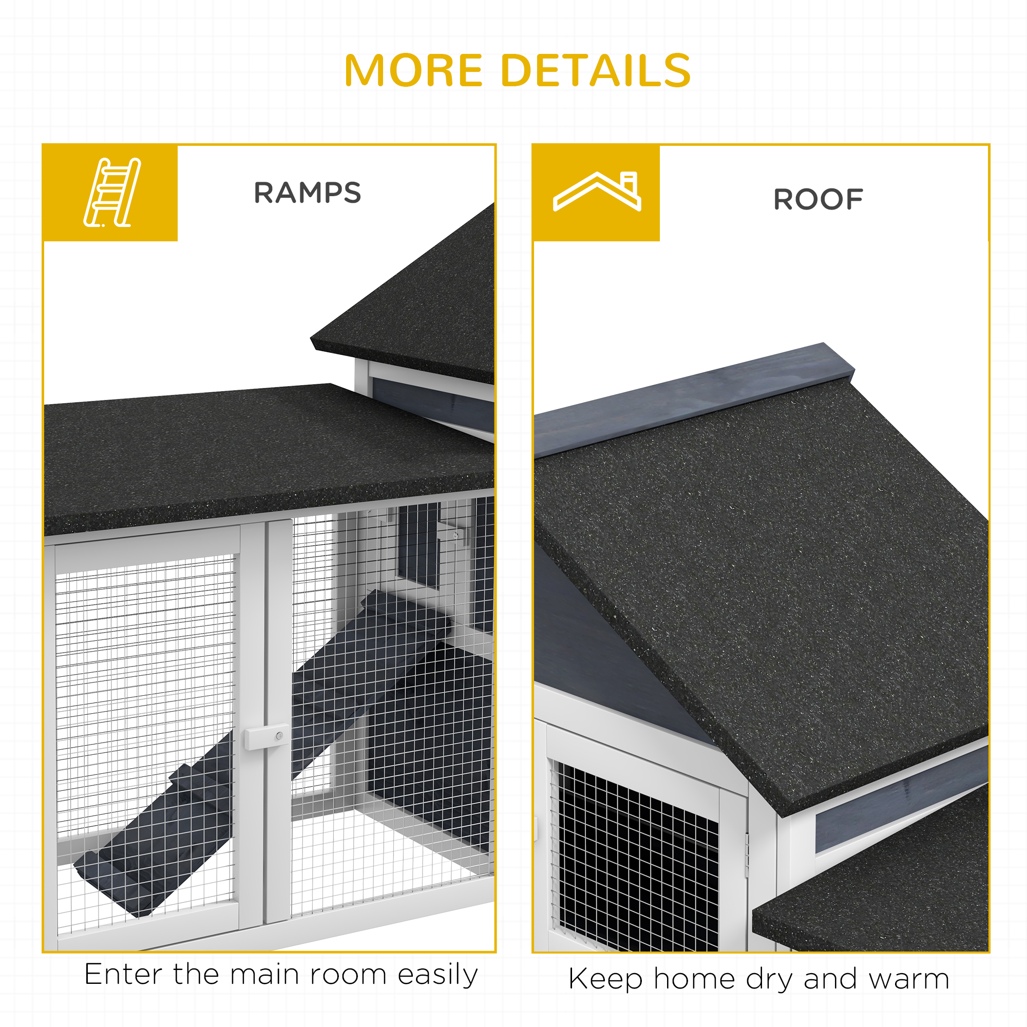 Outdoor Rabbit House 83" 2 Story Deluxe XL Wooden Rabbit Hutch, Big Bunny Cage w/ Ladder and Run, Dark Gray — imagen 2