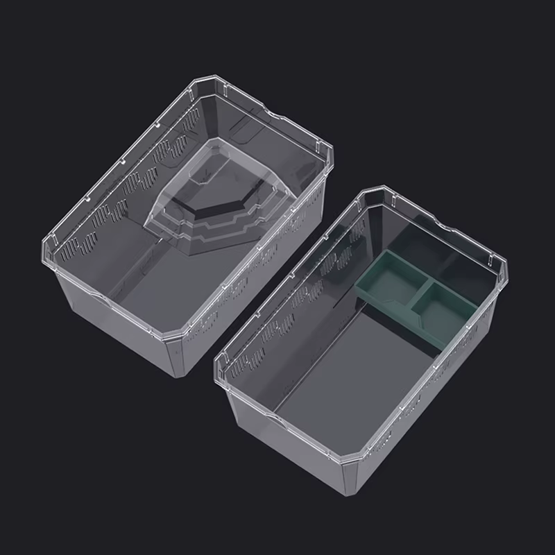 Reptile Tank Spiders Tortoise Lizard Plastic Transparent Reptile Breeding Box Vivarium With Balcony Feeding Supplies — image 2