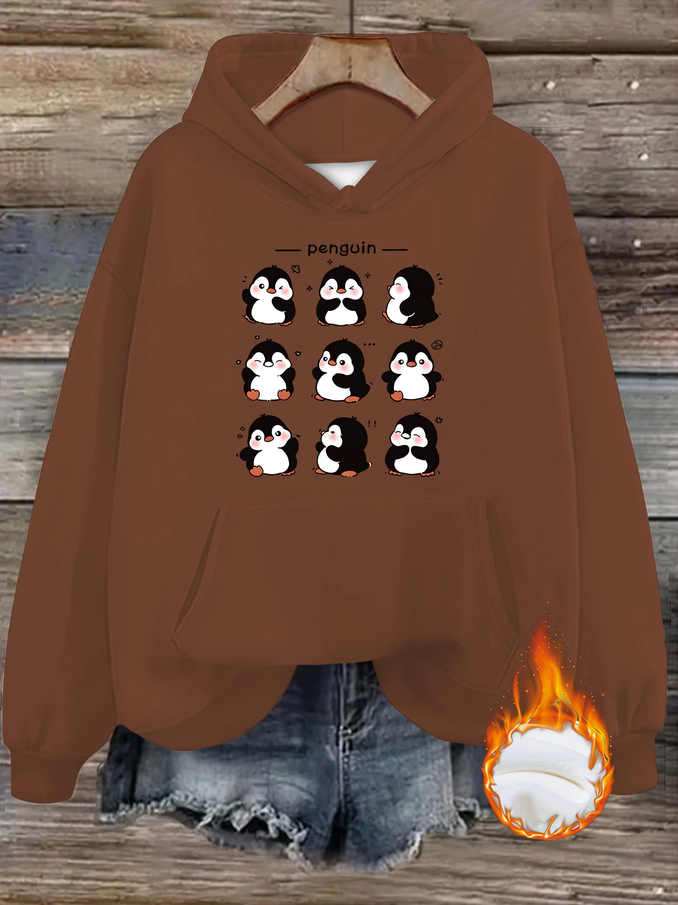 Penguin print hooded sweatshirt — image 11