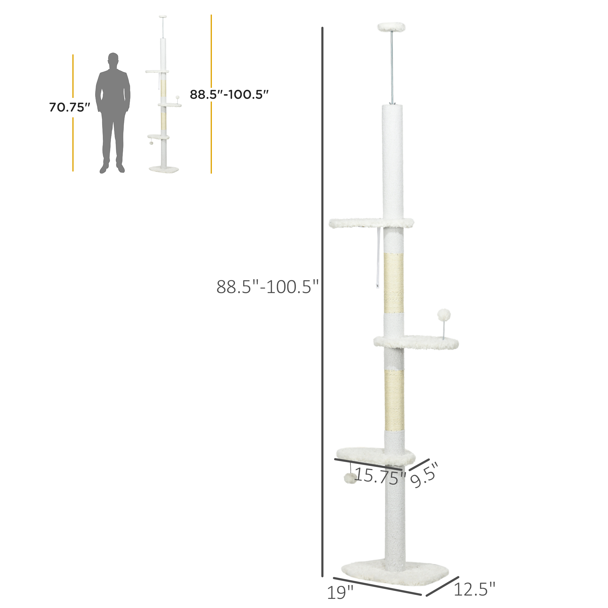 Árbol de Gato de 8.4 pies, Altura Ajustable, Blanco — imagen 4