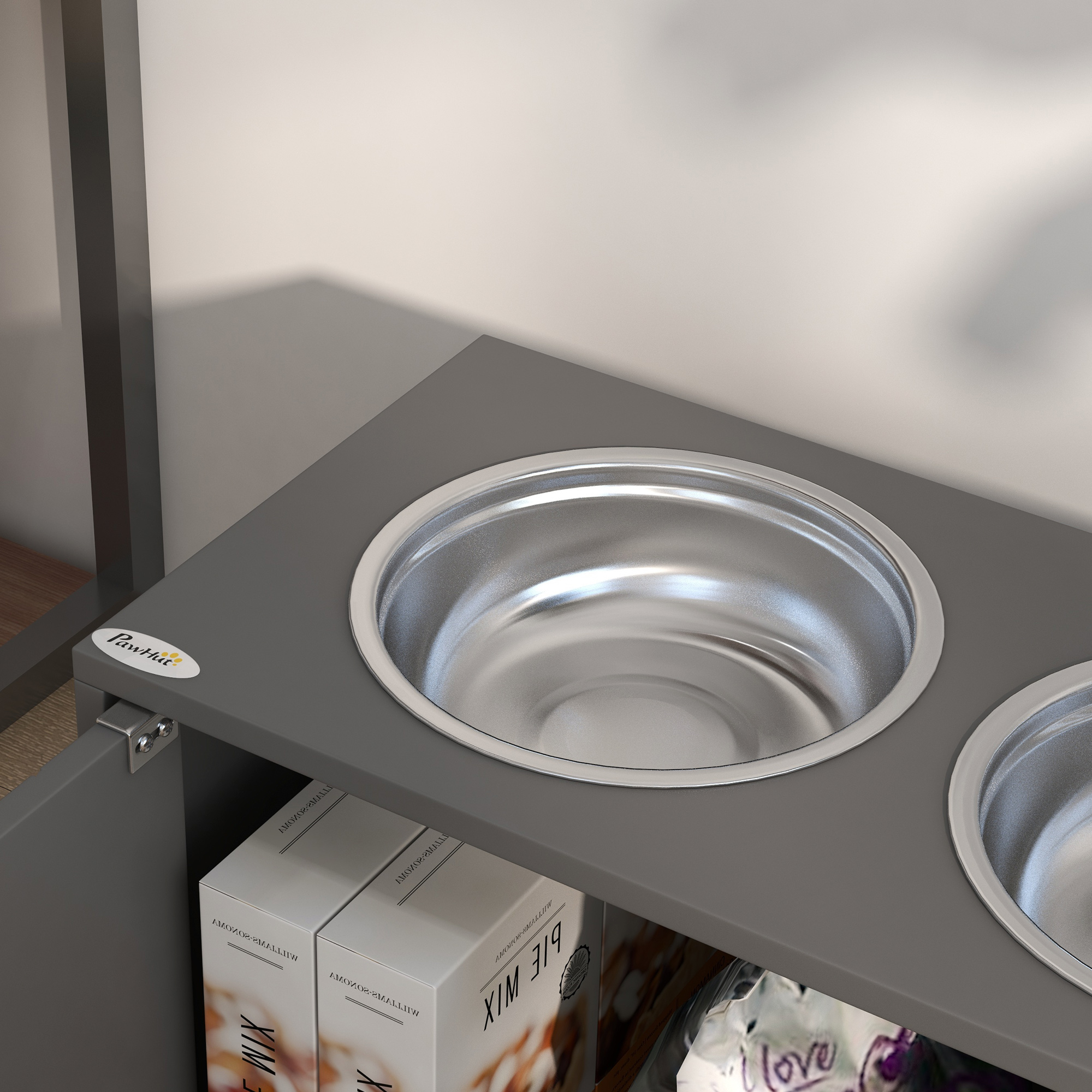 Platos Elevados para Perros con Almacenamiento de 44L, Gris — imagen 7