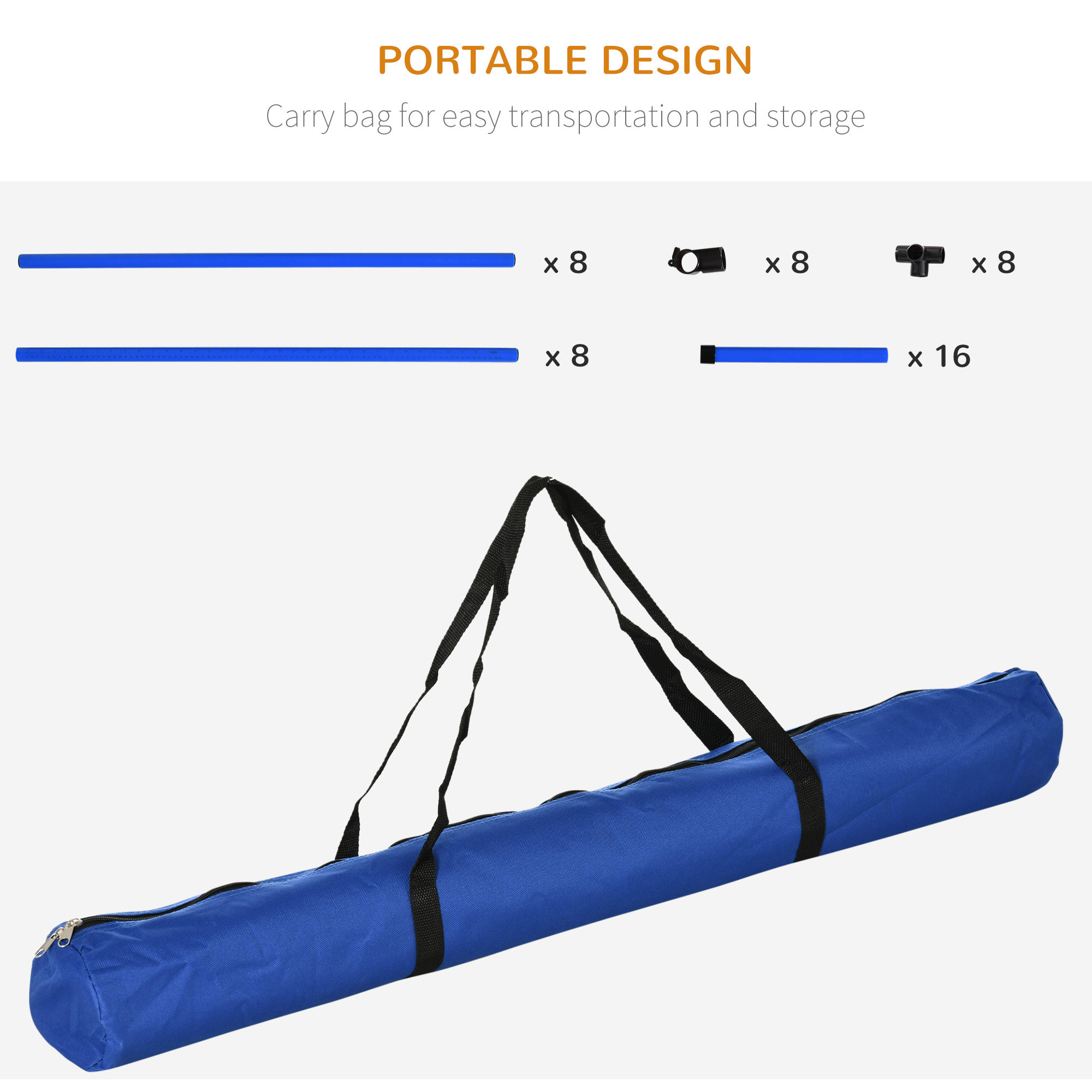 4 Piece Dog Agility Starter Kit with Adjustable Height Jump Bars, Included Carry Bag & Displacing Top Bar - Blue — image 2