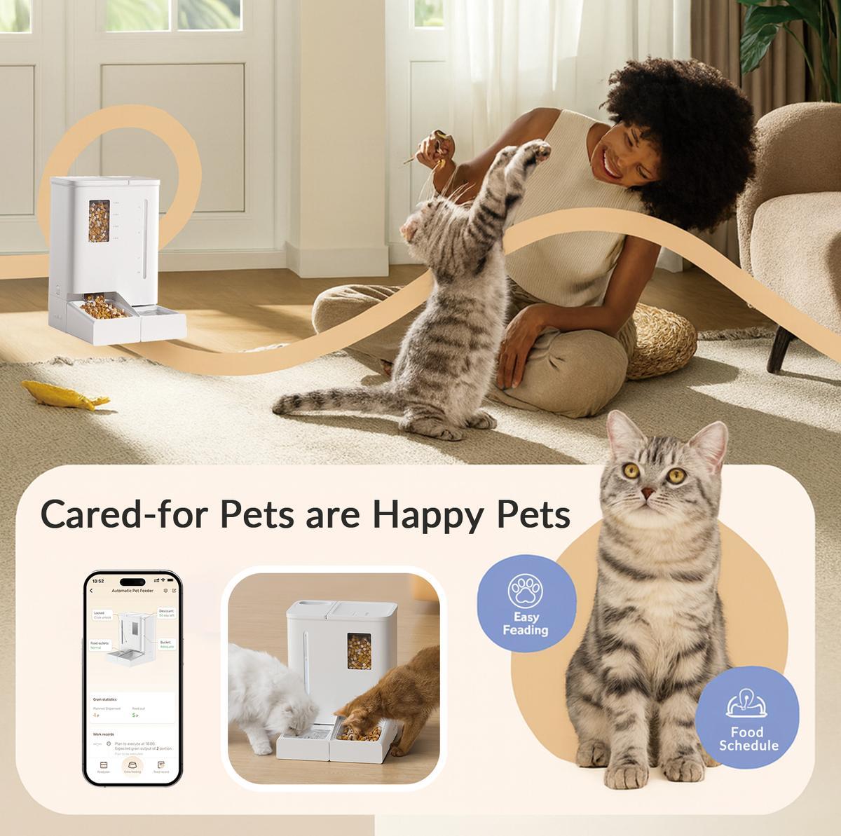 Waithem Alimentador y Bebedor Automático WiFi para Mascotas 2 en 1, Controlado por App, Capacidad de 2 Semanas, Desmontable y Limpiable, Resistente a Humedad — imagen 8
