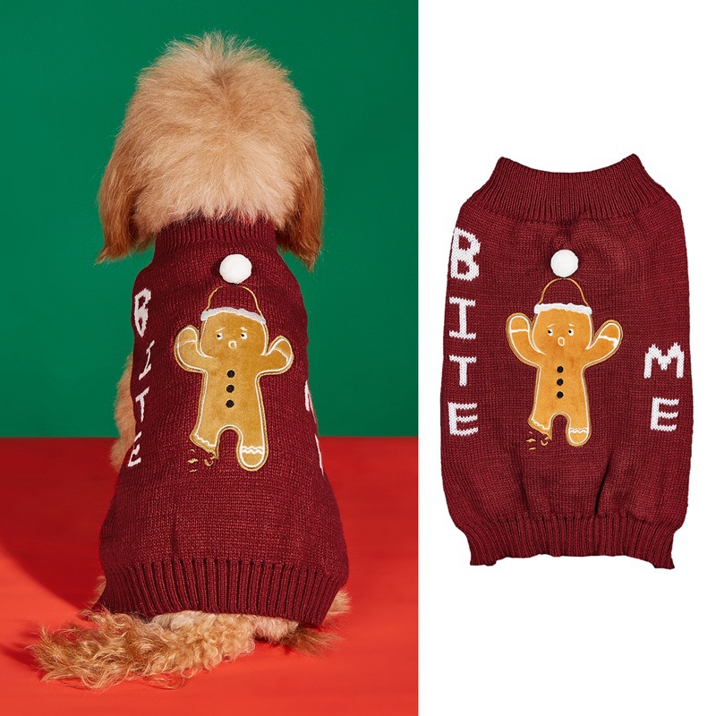Pet clothes Santa Claus Christmas tree car reindeer snowflakes gingerbread people dogs sweaters autumn and winter — image 7