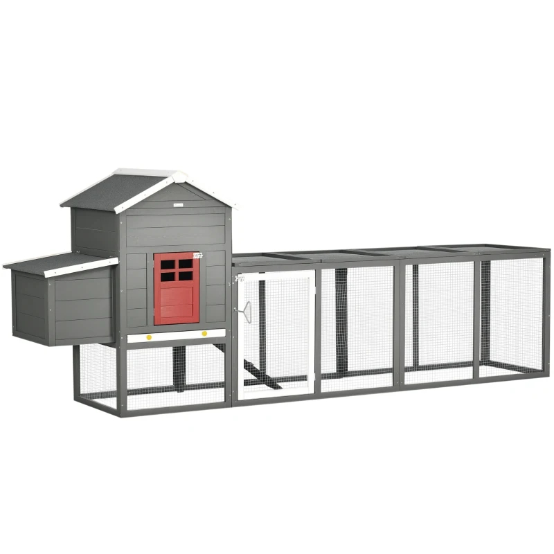 Extra Large Chicken Coop With Asphalt Roof, Wooden Hen Run With Slide-Out Tray And Nesting Box, Chicken Hutch For 3-6 Chickens, GrayMultiple Packages — imagen 6