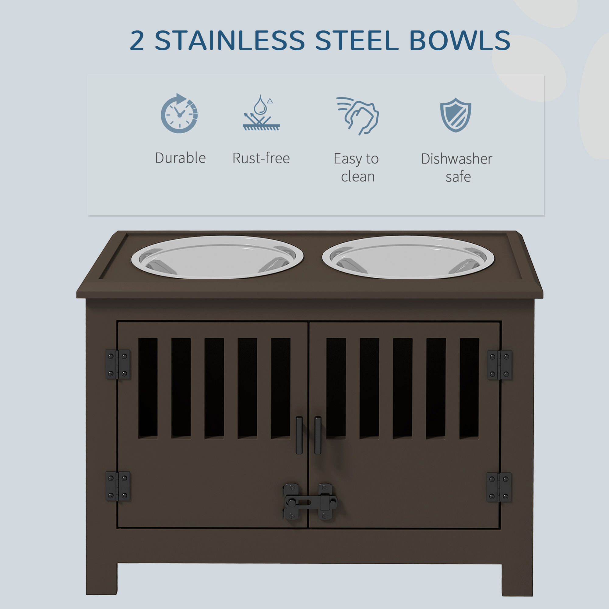 Dog Food Storage Cabinet with Bowls & Dog Feeding Station, Espresso — image 7