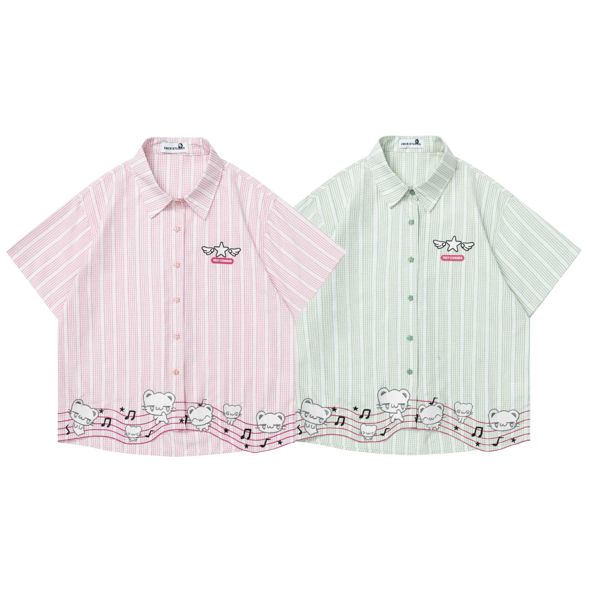 Cat note embroidery short sleeved shirt — image 6