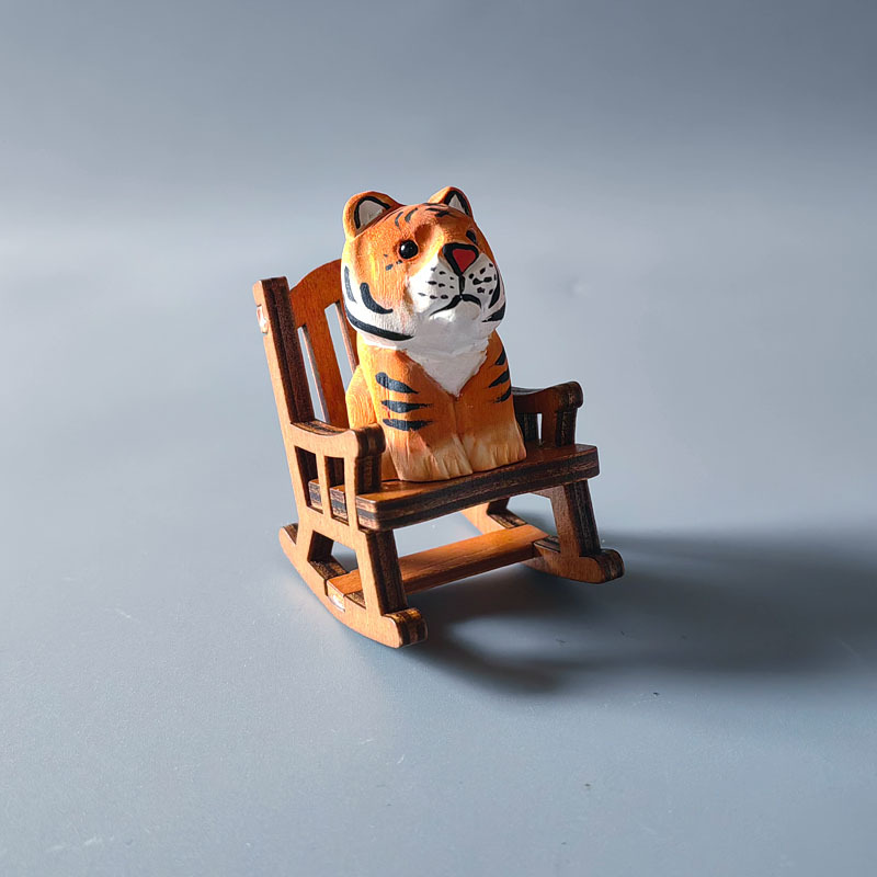 Wooden carving ornaments solid wood handmade carving Shiba Inu kitten decoration — image 18